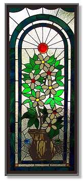 Custom Stained Glass Right In Your Home, Business or Church! Unlike paintings or sculpture, stained glass art may need repair at times due to weather, breakage, or excessive moving. Also unlike other art, stained glass panels may be completely rebuilt using new lead came and solder but preserving the original design and glass.